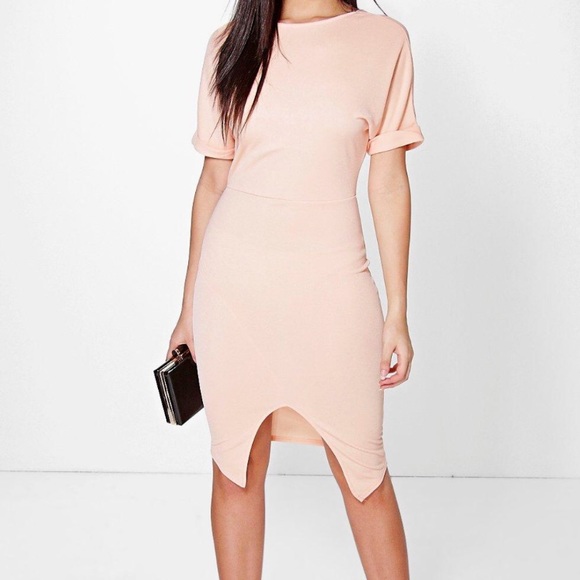 boohoo peach dress